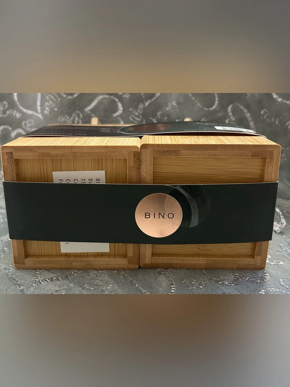 NWT Bino Bamboo Collection, 6oz, Clay Tan, Salt & Spice Cellar Set with Spoons